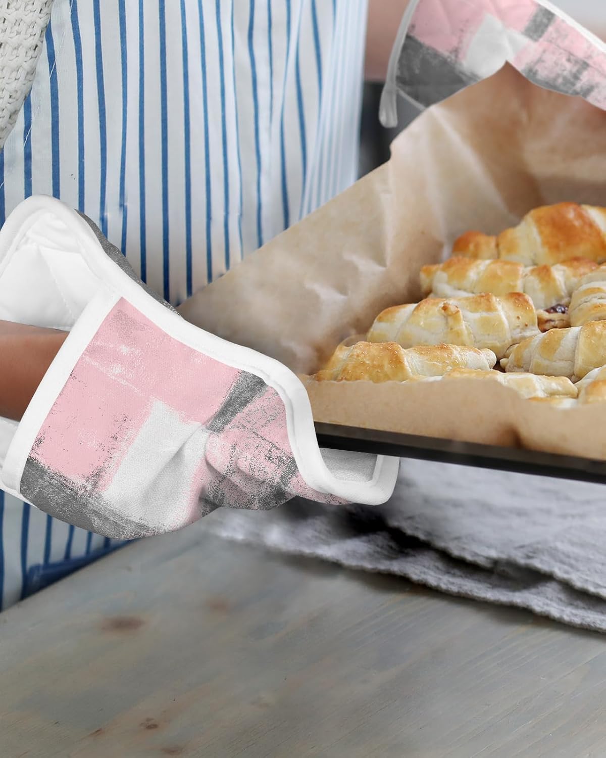 Graffiti Art – Juego de 2 agarraderas para cocina, antideslizantes y aislantes de calor, juego de agarraderas de tela de toalla con bolsillo,