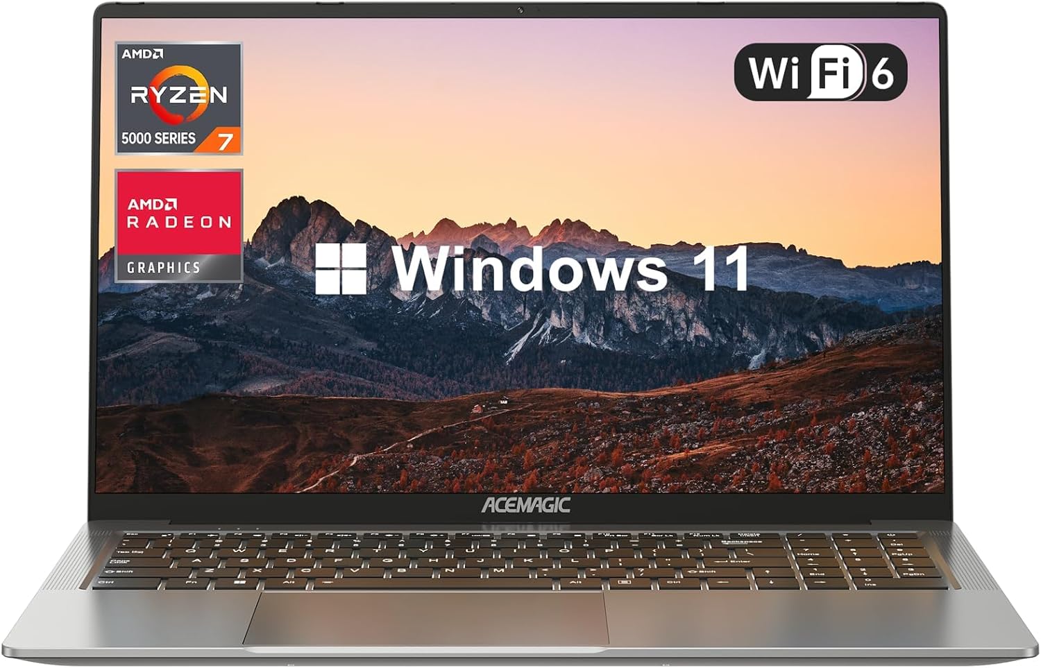 ACEMAGIC Computadora portátil para juegos de 16.1 pulgadas, AMD Ryzen 7 5700U (Beats i7-1265U) computadora portátil con 16 GB DDR4 512 GB NVMe SSD,