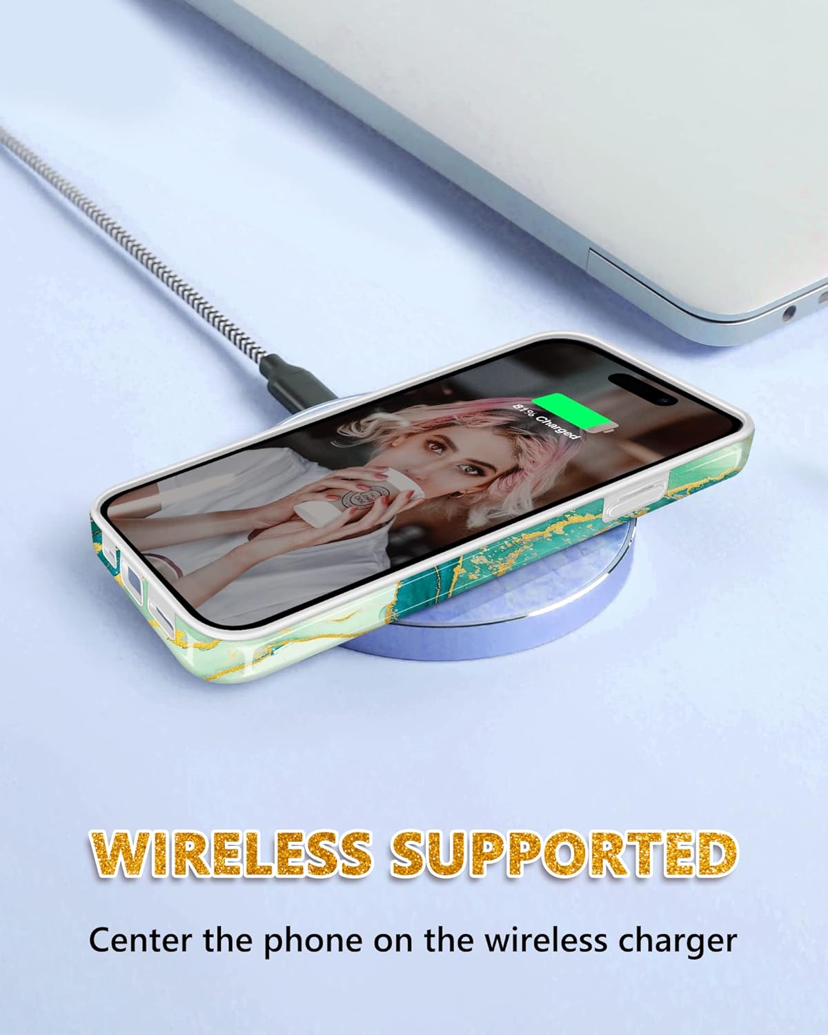 JIAXIUFEN Funda diseñada para iPhone 14 Pro Max, funda dorada con purpurina de mármol, delgada, a prueba de golpes, funda de silicona de goma suave