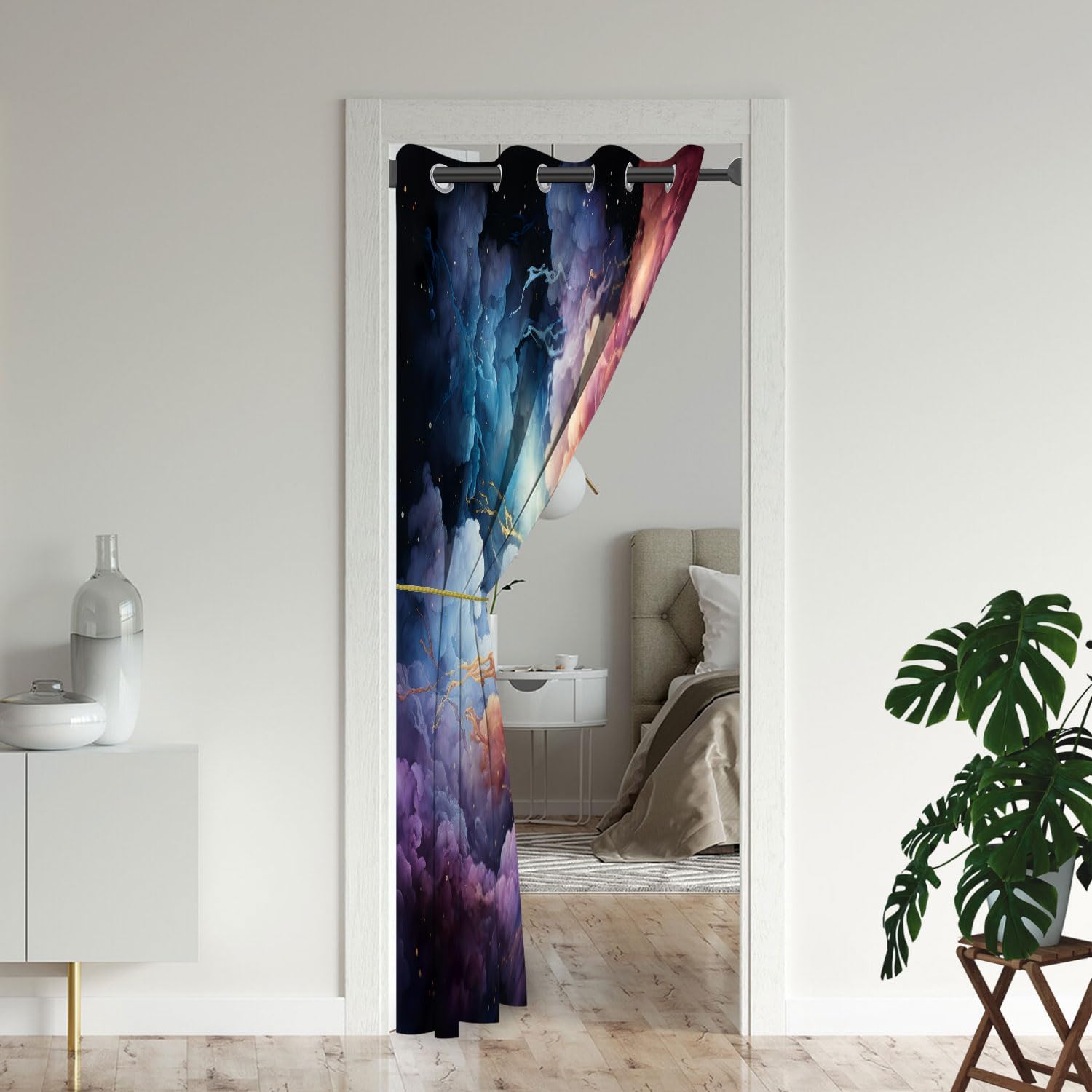 Cortinas de puerta Nebula para puertas, agujero negro, universo, espacio, galaxia, cortina opaca para armario de dormitorio de niños, ojales con
