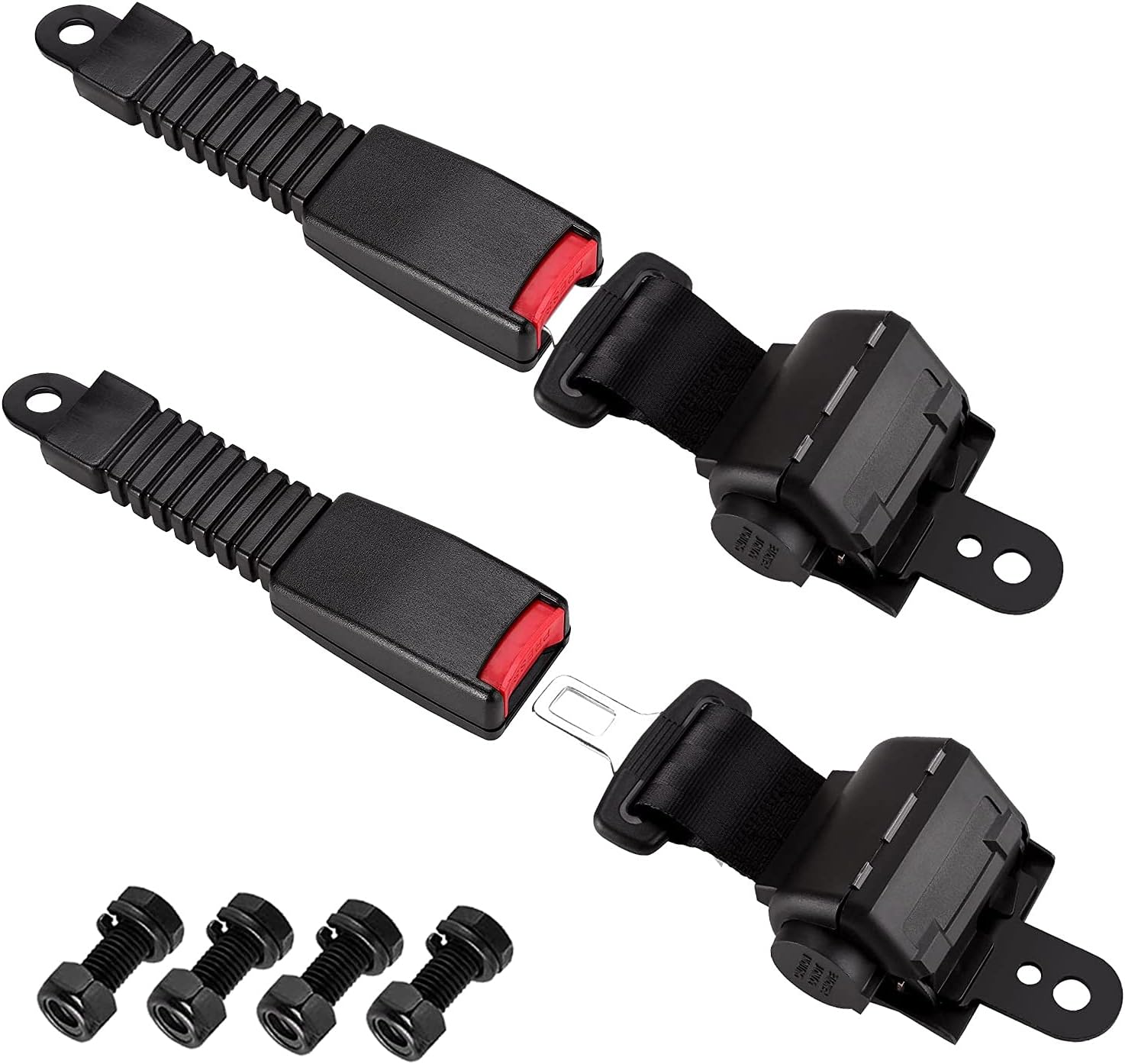 LEAPGOMAX Cinturones de seguridad universales retráctiles para carrito de golf EZGO TXT RXV, Yamaha, Club Car, UTV, ATV (2 juegos)