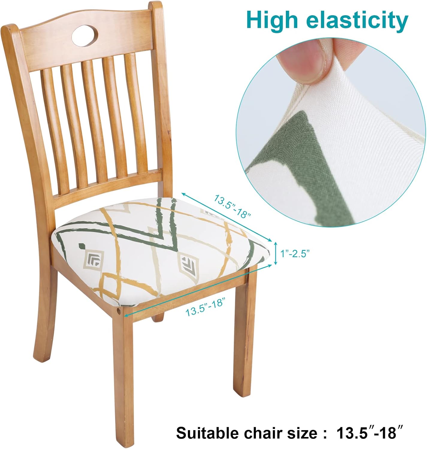 Fuloon Juego de 6 fundas elásticas para sillas de comedor, extraíbles y lavables, antipolvo, fundas protectoras para sillas de comedor (6, rayas
