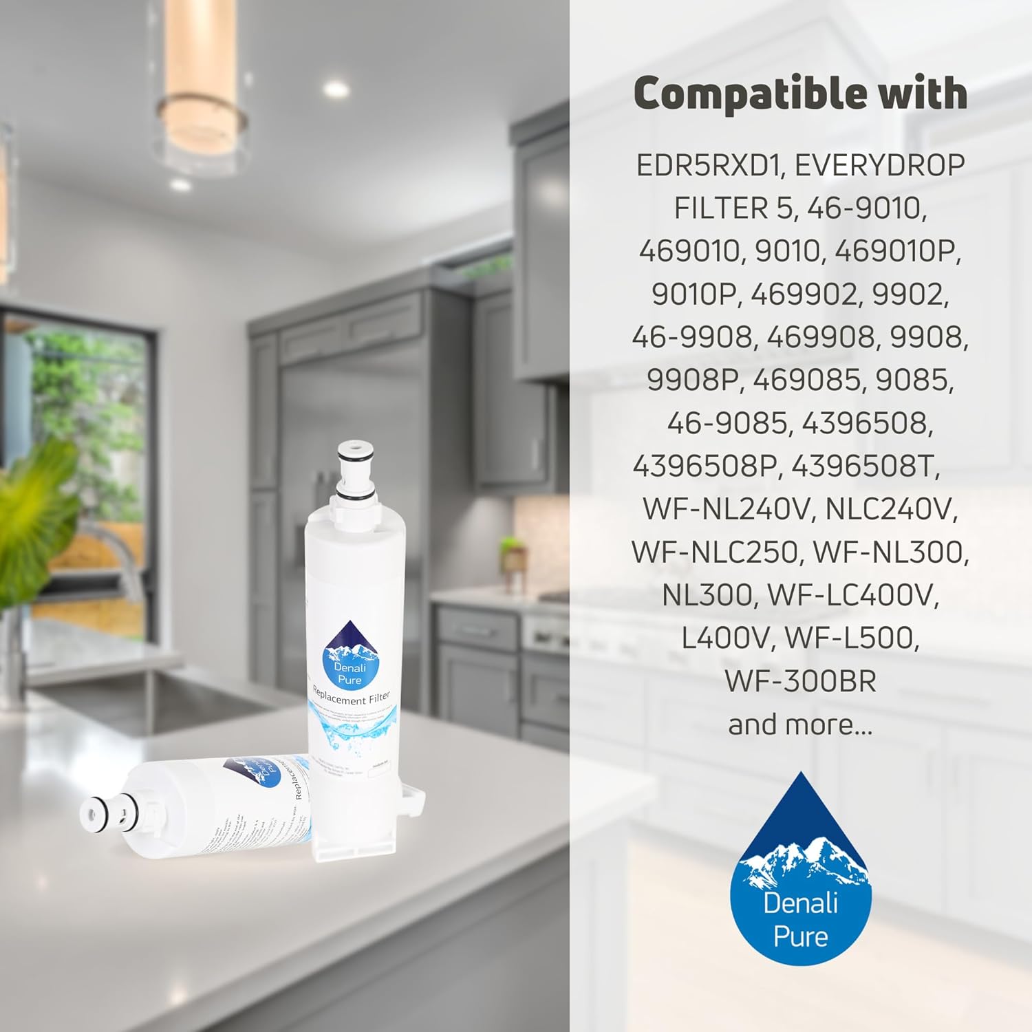2-pack repuesto Whirlpool ed5fhgxkt03Filtro de agua para neveracompatible Whirlpool 4396508, 4396510nevera cartucho de filtro de agua