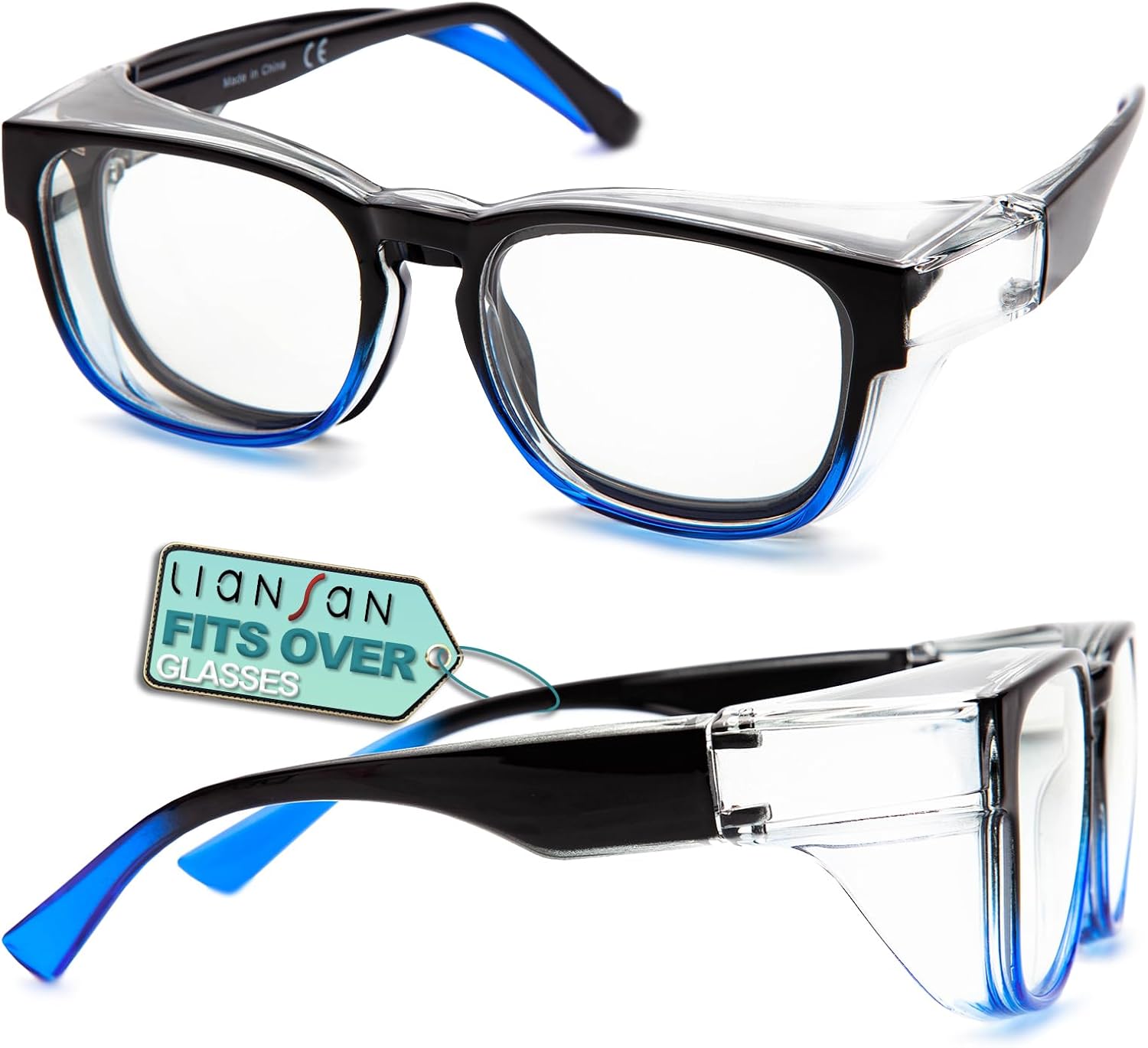 LianSan Anteojos de seguridad sobre anteojos para mujer  Gafas antivaho que se ajustan sobre gafas graduadas para ANSI Z87.1 certificado