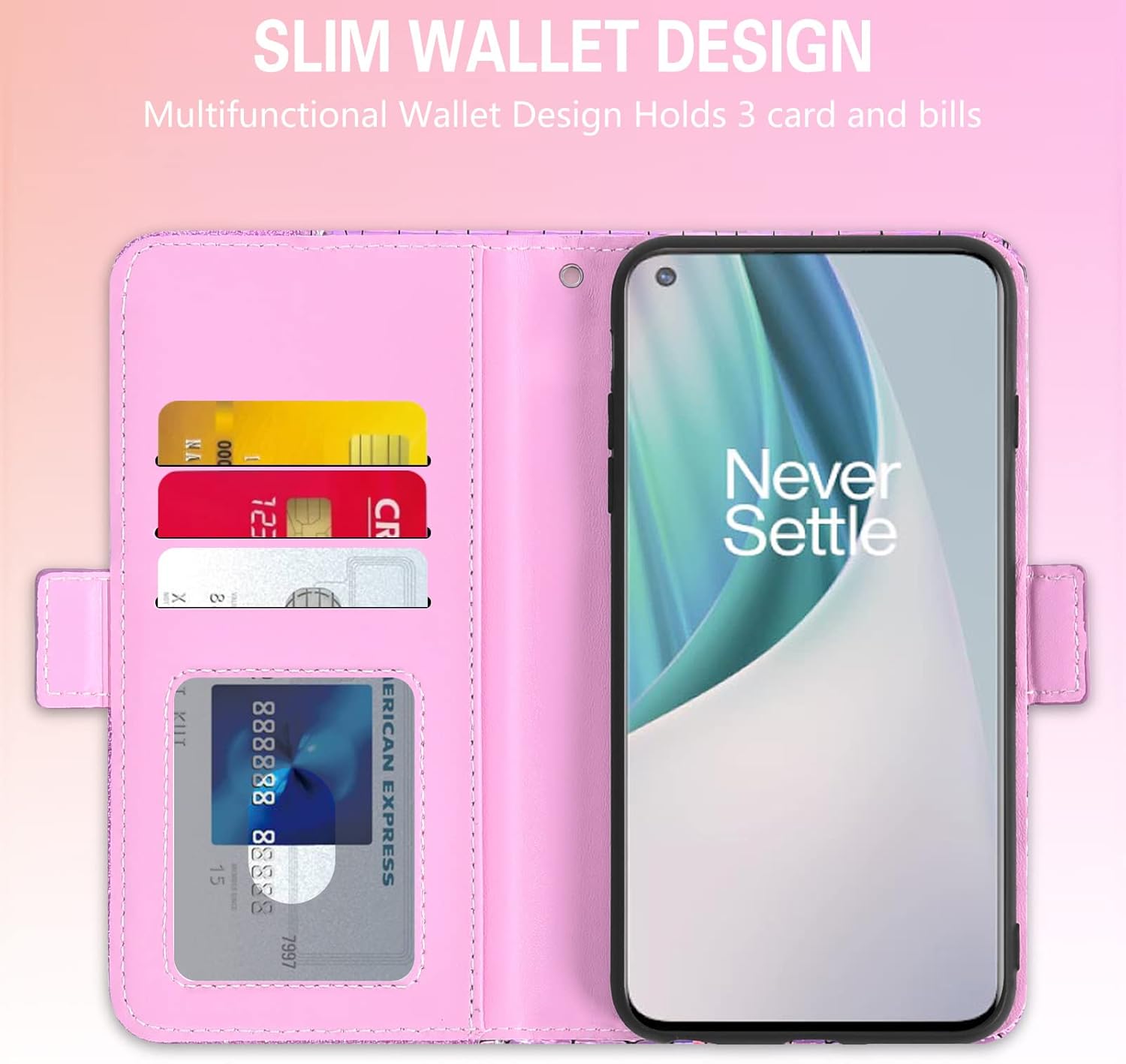 Asuwish Funda de teléfono para OnePlus Nord N10 5G Funda tipo cartera con protector de pantalla y tarjetero abatible con purpurina para celular One