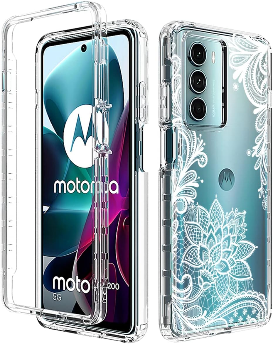 Yodueiv Funda para Moto G200, Moto Edge S30 XT2175-2 con protector de pantalla de vidrio templado, funda protectora de cuerpo completo con bonito