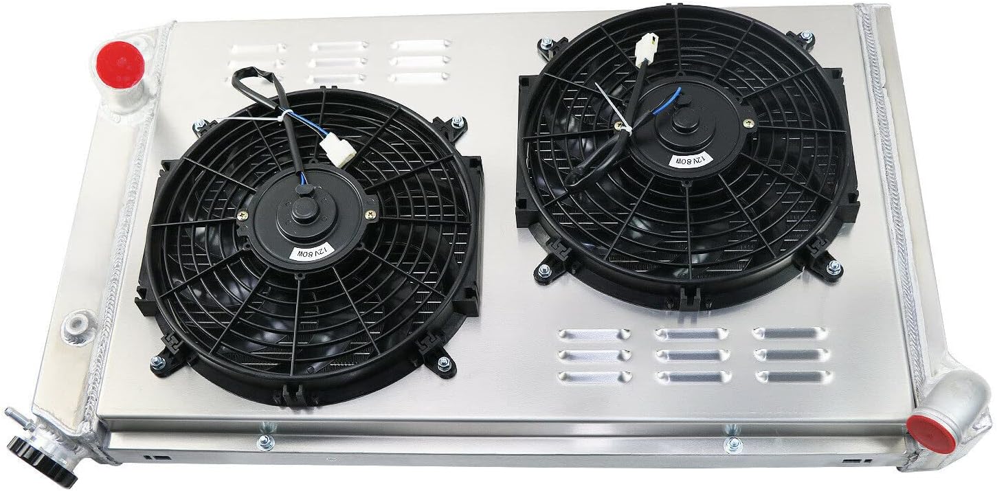 KUUHLERSAT Radiador para 1973-1976 74 Chevy Corvette Base Stingray 5.7L 7.4L, 3 filas de radiador de aluminio + cubiertaventilador + kit de relé