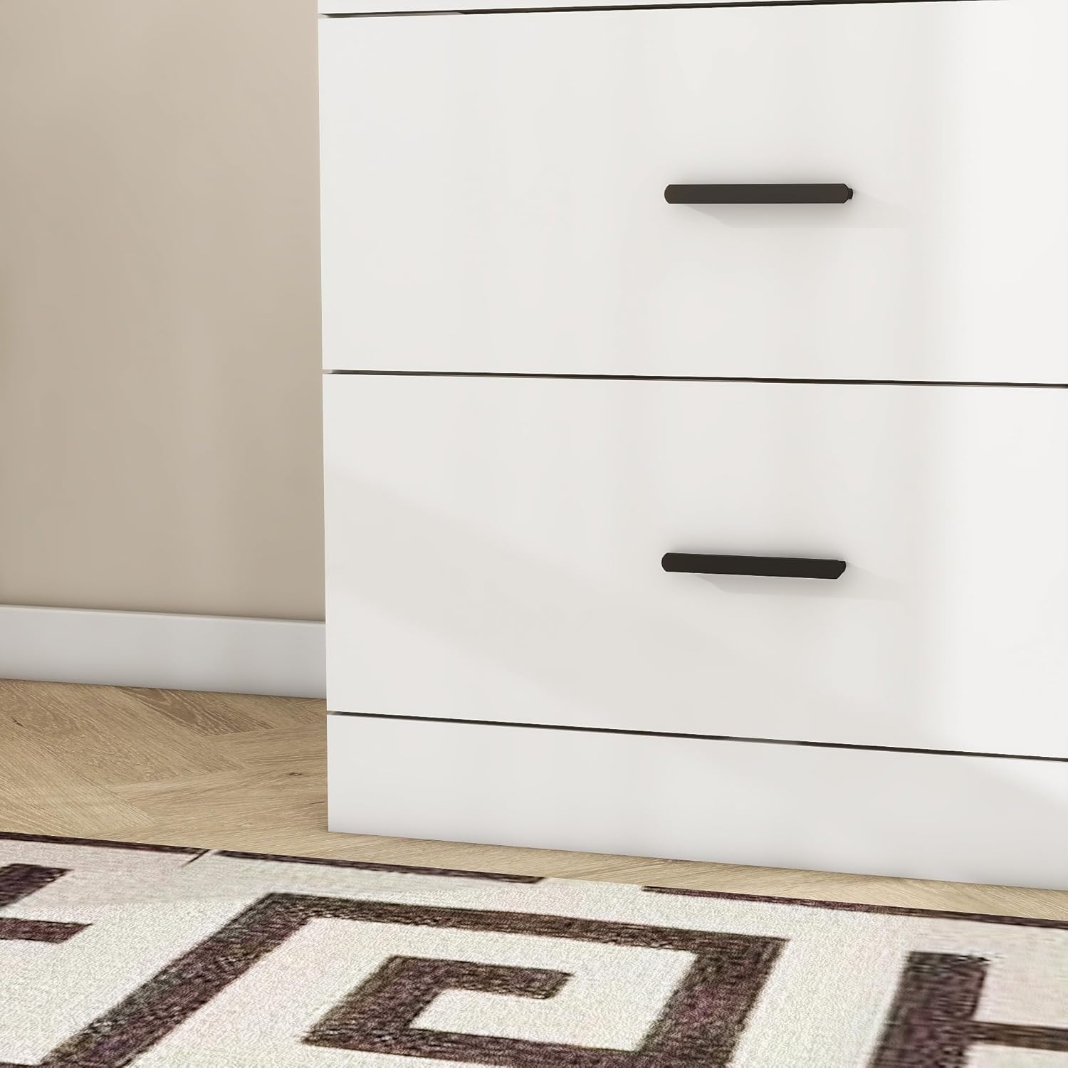 Cómoda moderna de 6 cajones para dormitorio, cómoda ancha de madera para almacenamiento en el suelo, organizador de cajones laterales con asas de