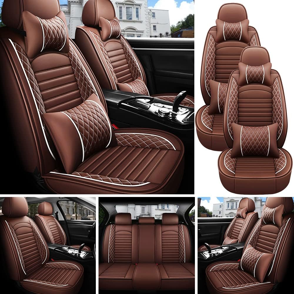 Juego completo de fundas de asiento de automóvil, de piel sintética, cubierta de asiento de automóvil, cómoda funda de cojín para vehículo