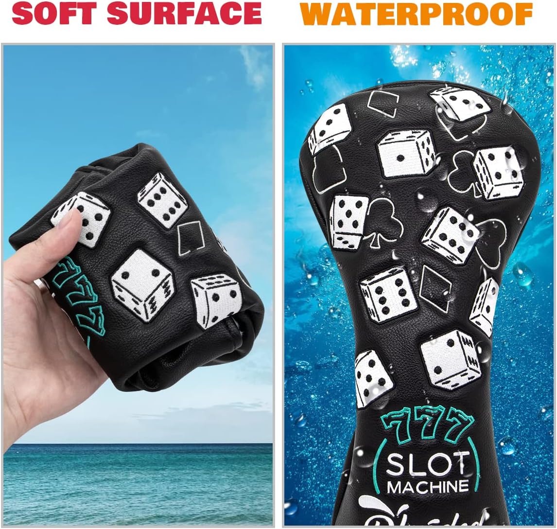 Fundas para palos de golf Lucky 777 Blade Putter Headcover Golf Driver Covers Fairway Wood Headcover Hybrid Head Cover Blade Putter Cover Leather 3