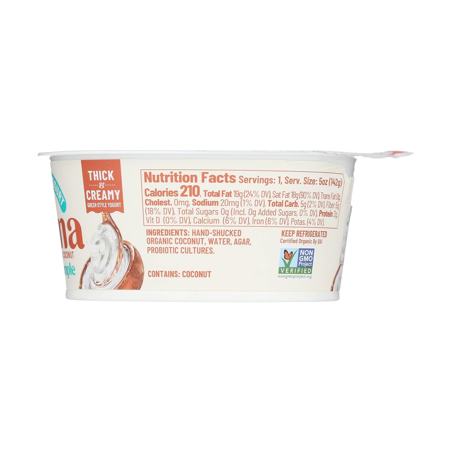 CULINA – Yogur de coco liso y simple, 5 onzas