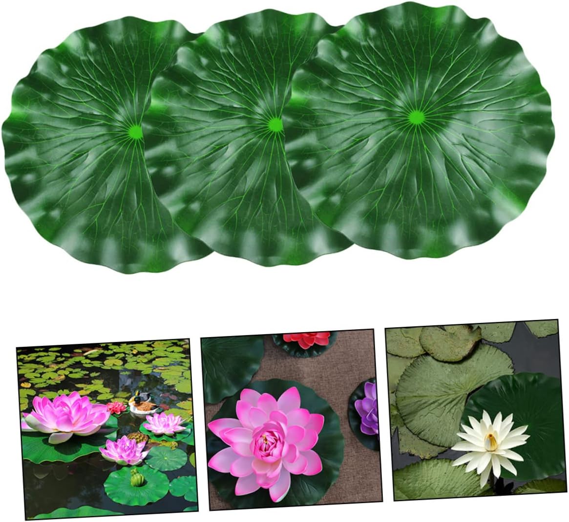 VOSAREA Hojas de loto artificiales, 3 piezas, regadera de hoja de loto simulada para interiores, plantas de aire sintéticas, decoración de follaje,
