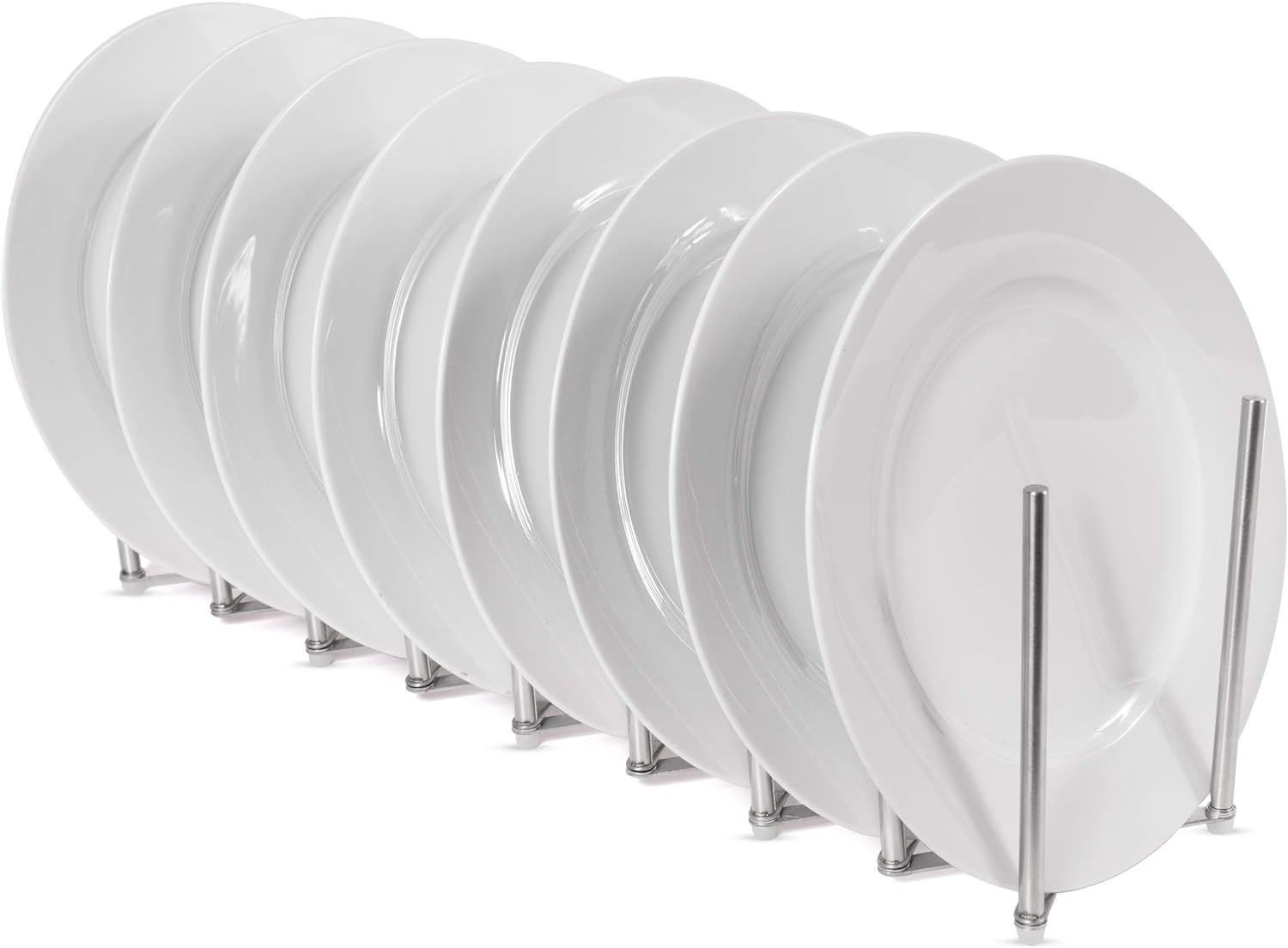 Soporte de placa para ollas y tapas para la cocina de acero inoxidable, 8 secciones, longitud de acordeón ajustable, se puede extender hasta a 30