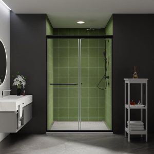 Puerta de ducha deslizante sin marco de 44-48 pulgadas de ancho x 70 pulgadas de alto, puerta de ducha deslizante con vidrio templado SGCC Puerta de ducha deslizante sin marco de 44-48 pulgadas de ancho x 70 pulgadas de alto, puerta de ducha deslizante con vidrio templado SGCC