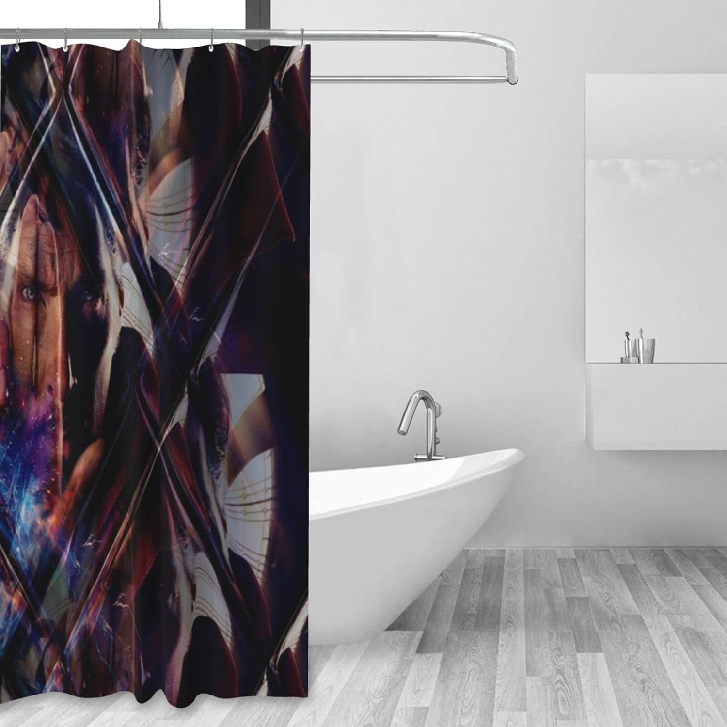 Cortina de ducha Do_ctor Póster Stran_ge de 60 x 72 pulgadas, decoración de baño, juego de cortina de baño de tela impermeable con ganchos para
