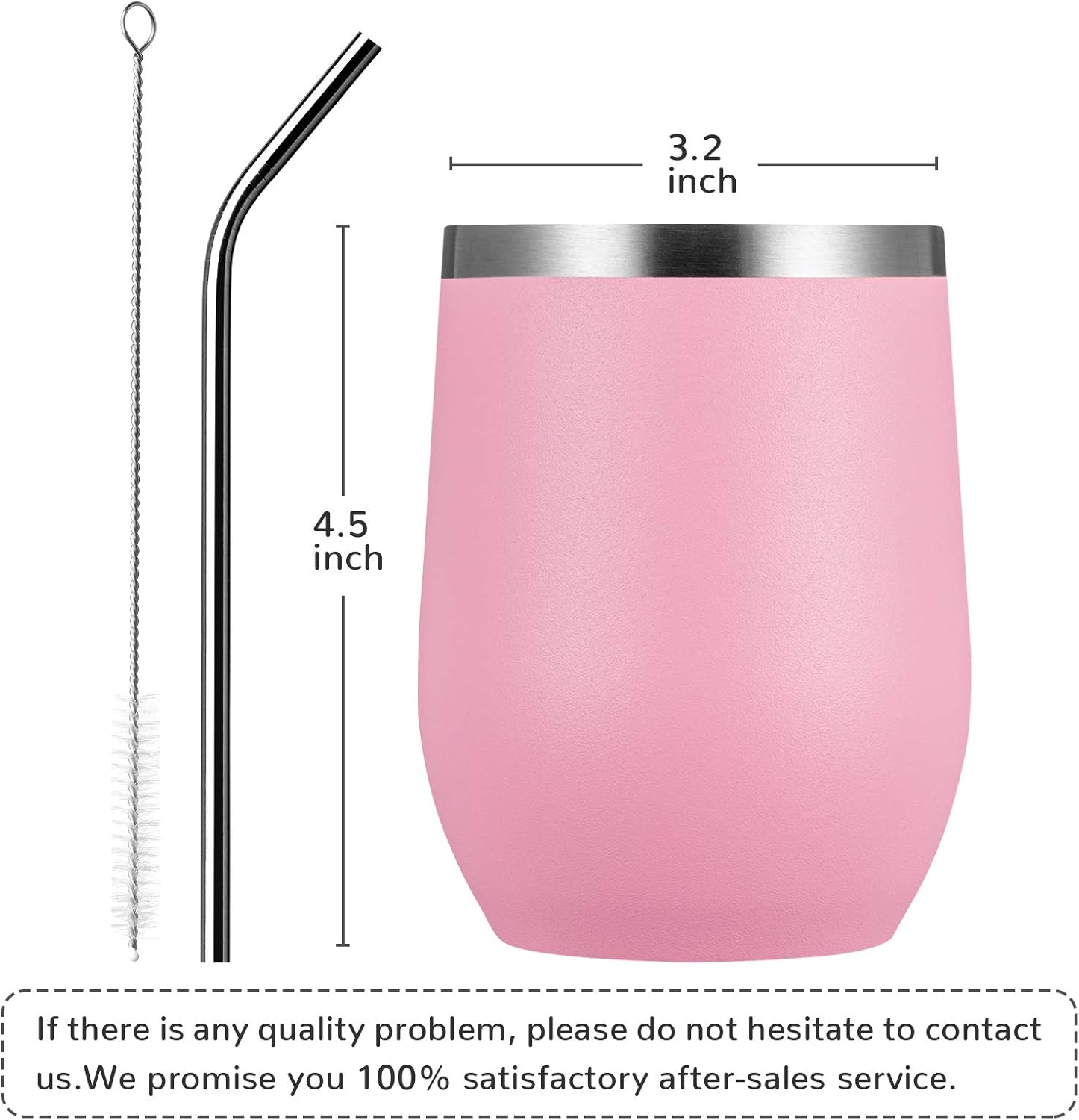 Meway – Vaso de vino con tapa de 12 onzas, sin tallo, doble pared, al vacío, de acero inoxidable, para viajes, mantiene el frío y el calor, para