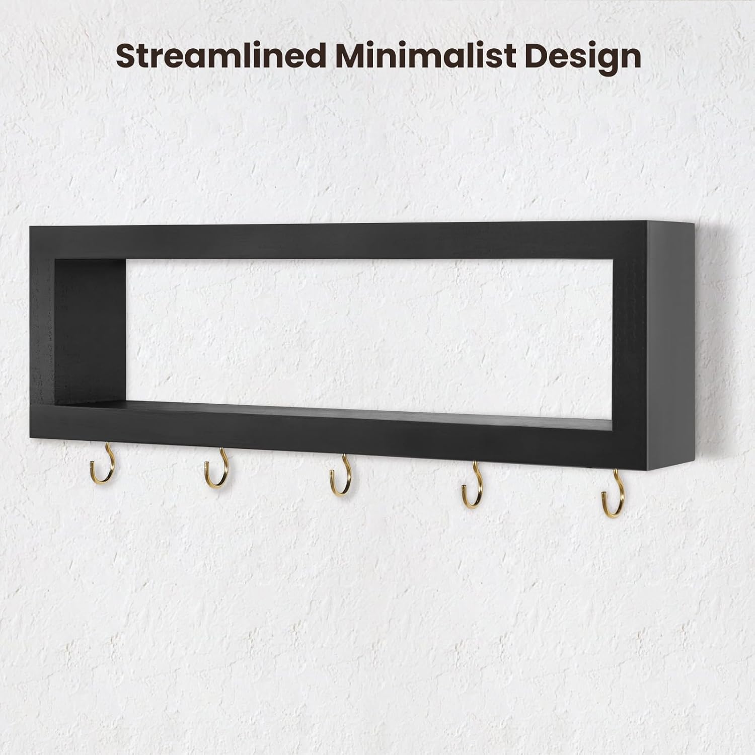 Estante de pared con ganchos  Soporte decorativo para llaves y cartera para pared para gafas de sol, correas, bufandas y cordones  15.7 x 5.1 x 2.9