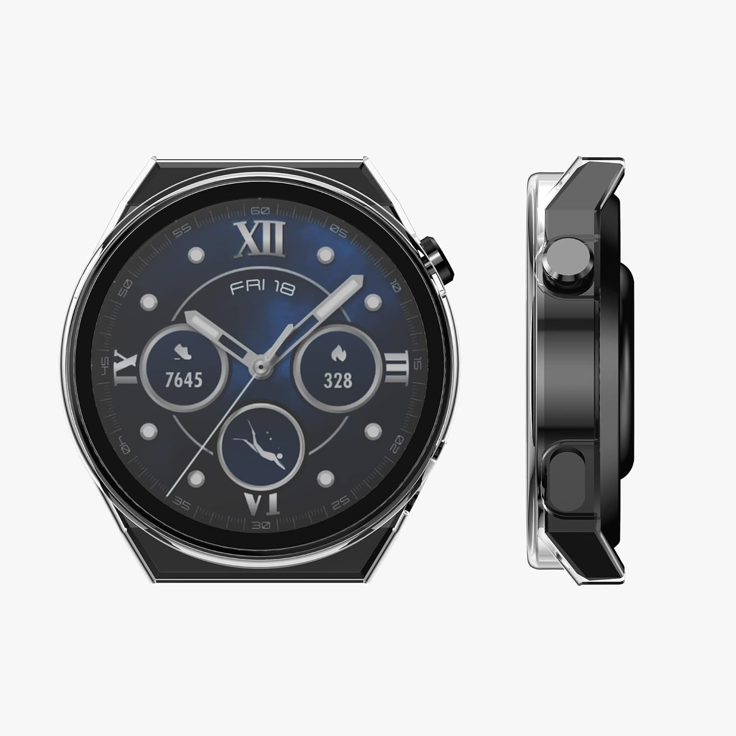 kwmobile Funda compatible con Huawei Watch GT3 Pro (1.811 in) Fundas – 2 x vidrio templado con marco de plástico – NegroTransparente
