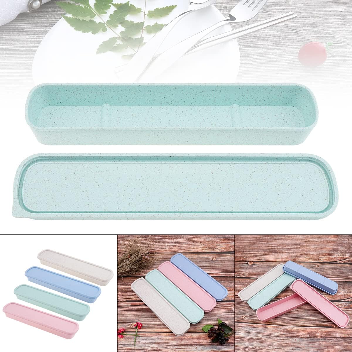 OriGlam Caja de cubiertos portátil de viaje, caja de almacenamiento de vajilla de viaje, caja de almacenamiento de cubiertos para kit de cubiertos