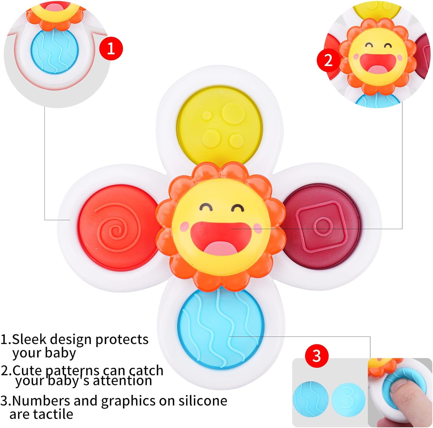 Juguetes sensoriales para niños pequeños de 1 a 3 años, juguete giratorio con ventosa, idea de regalo para bebé para niño y niña