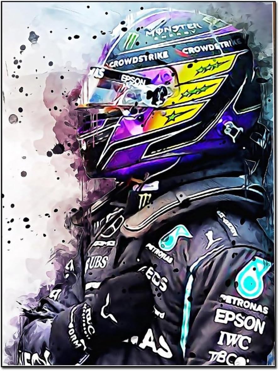 AAHARYA Lewis Hamilton F1 – Póster de auto para decoración de pared (7) pósteres e impresiones de pintura en lienzo, cuadros artísticos de pared