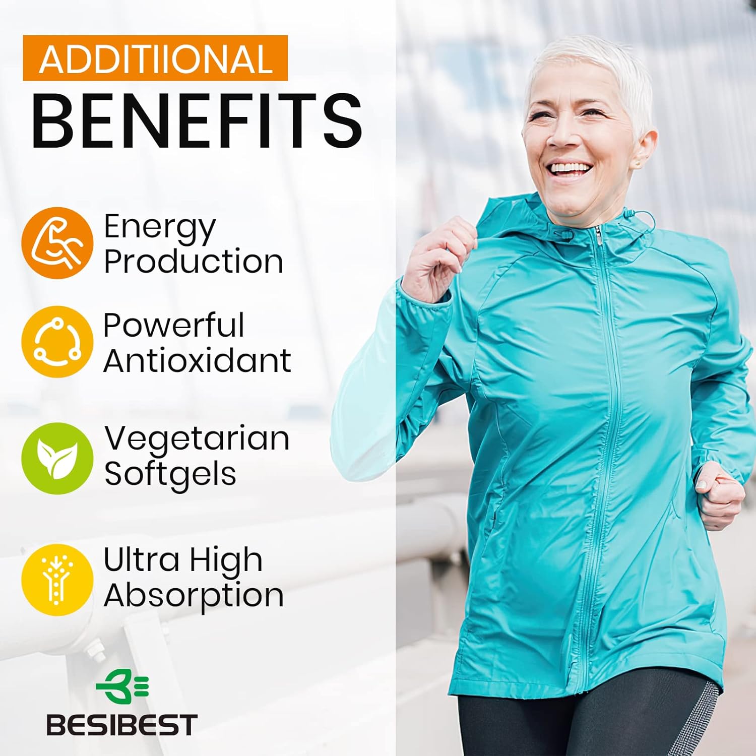 1000 mg liposomal CoQ10 Ubiquinol, 360 cápsulas blandas veganas, suplemento de ubiquinol CoQ10 de alta absorción, forma antioxidante activa de la