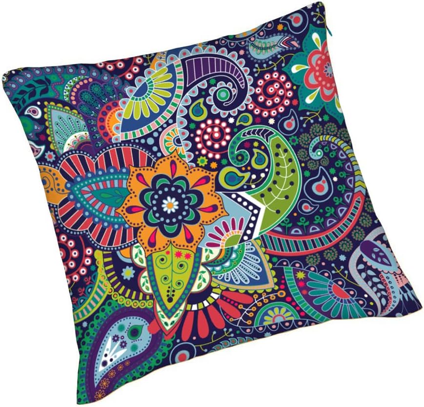 WONDERTIFY Juego de 2 fundas de almohada con diseño de estampado de cachemira con diseño de mandala, bohemio, damasco, remolinos florales, lágrima,