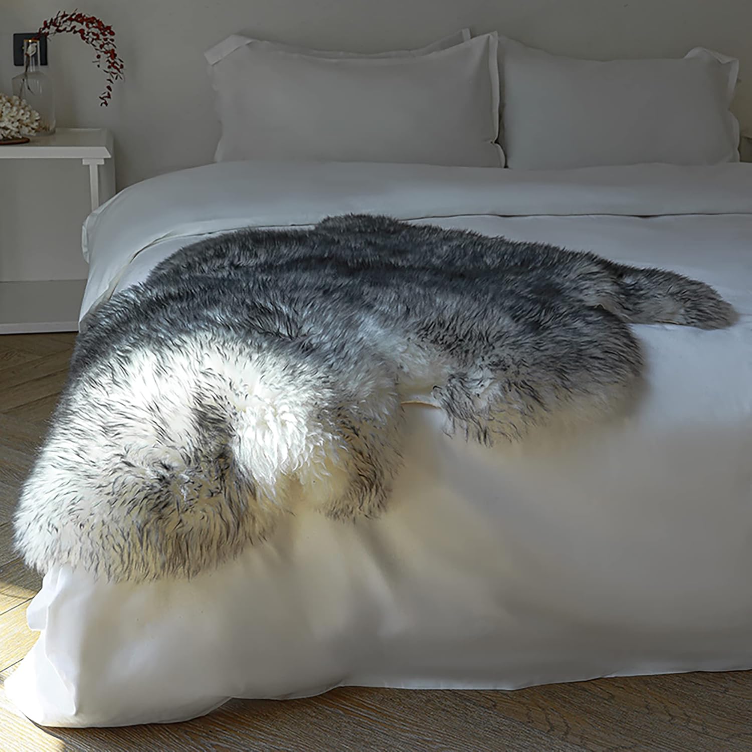 WaySoft Luxuxry – Alfombra de piel de oveja de forma natural, para dormitorio, sala de estar, alfombra de lana esponjosa para funda de silla, funda