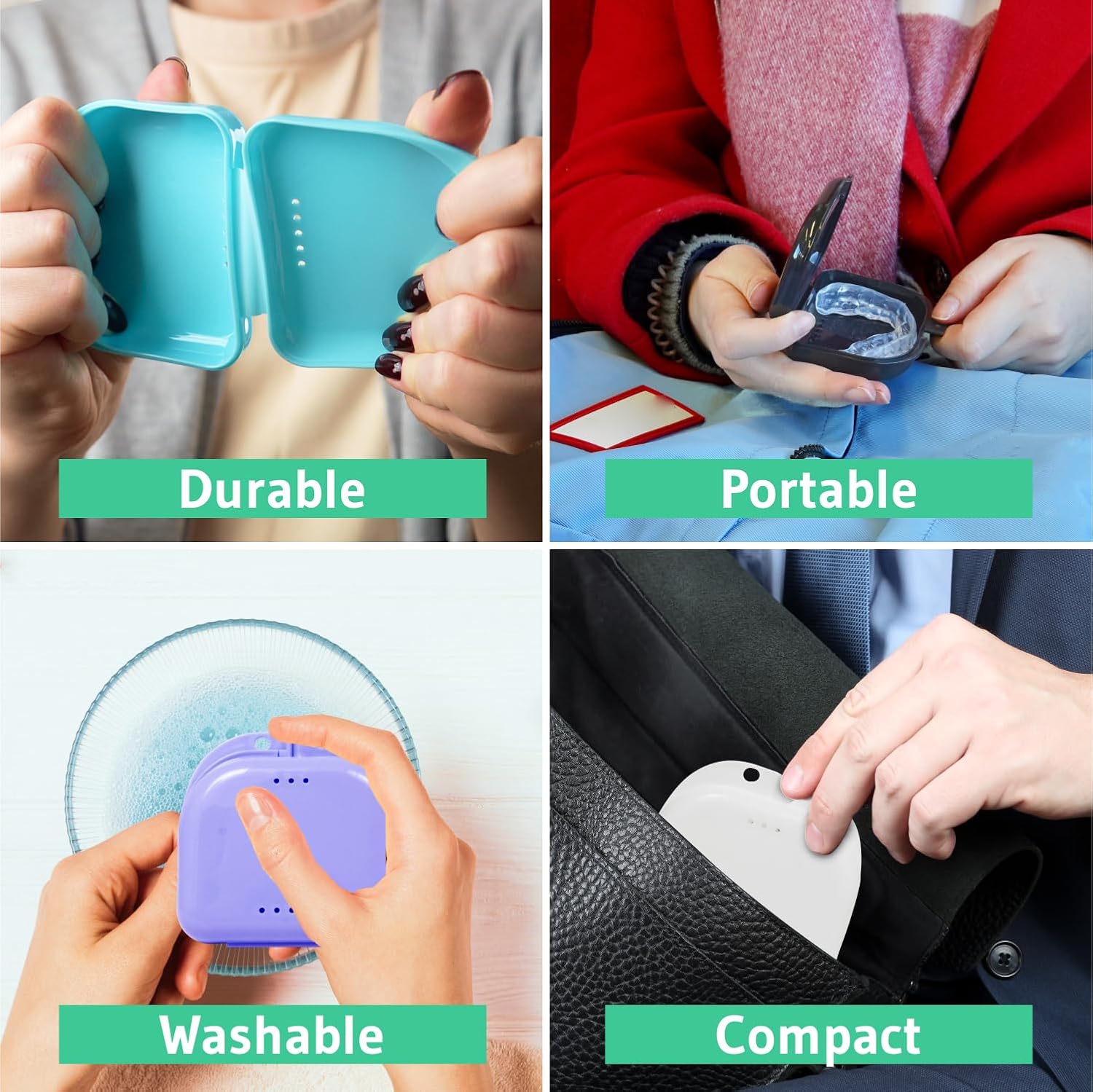 Estuche retenedor  Paquete de 4 surtidos  Funda protectora bucal inodoro  Ventilada e higiénica para transportar y proteger aparatos ortopédicos y