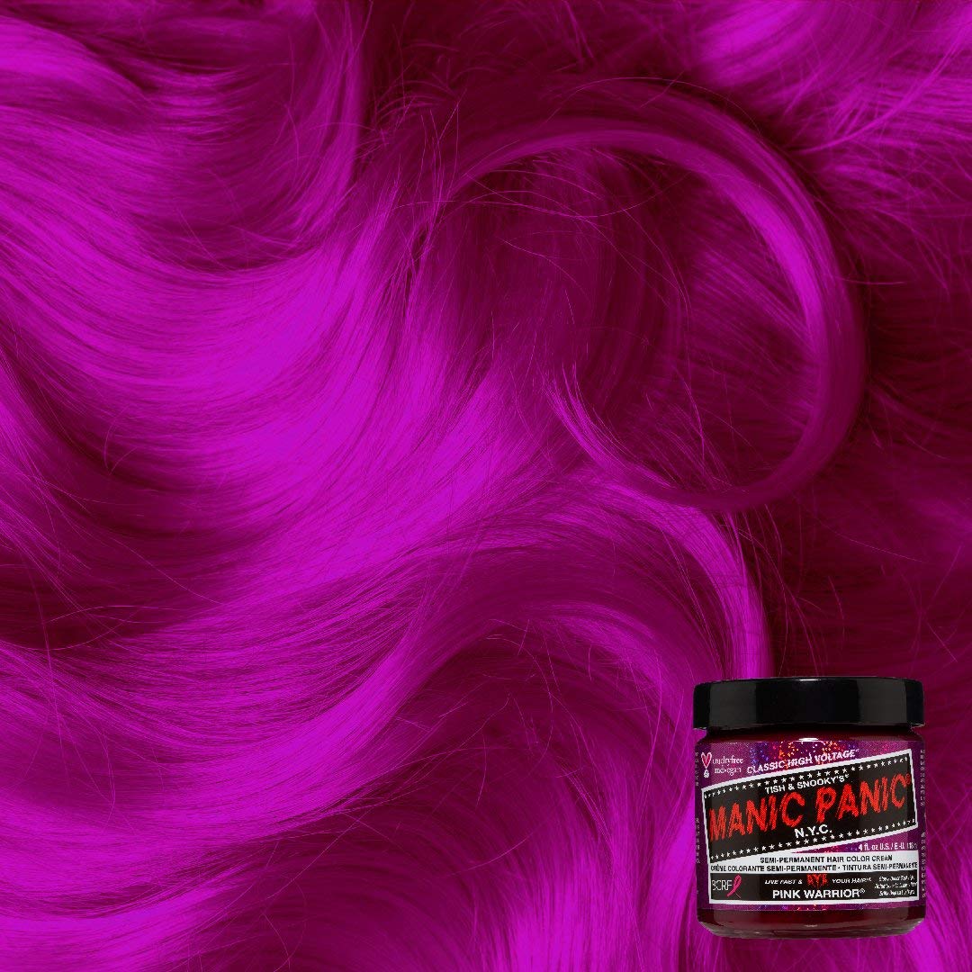 MANIC PANIC Paquete amplificado de tinte para el cabello Pink Warrior con champú aclarador Pink Warrior Classic y prepara para teñir