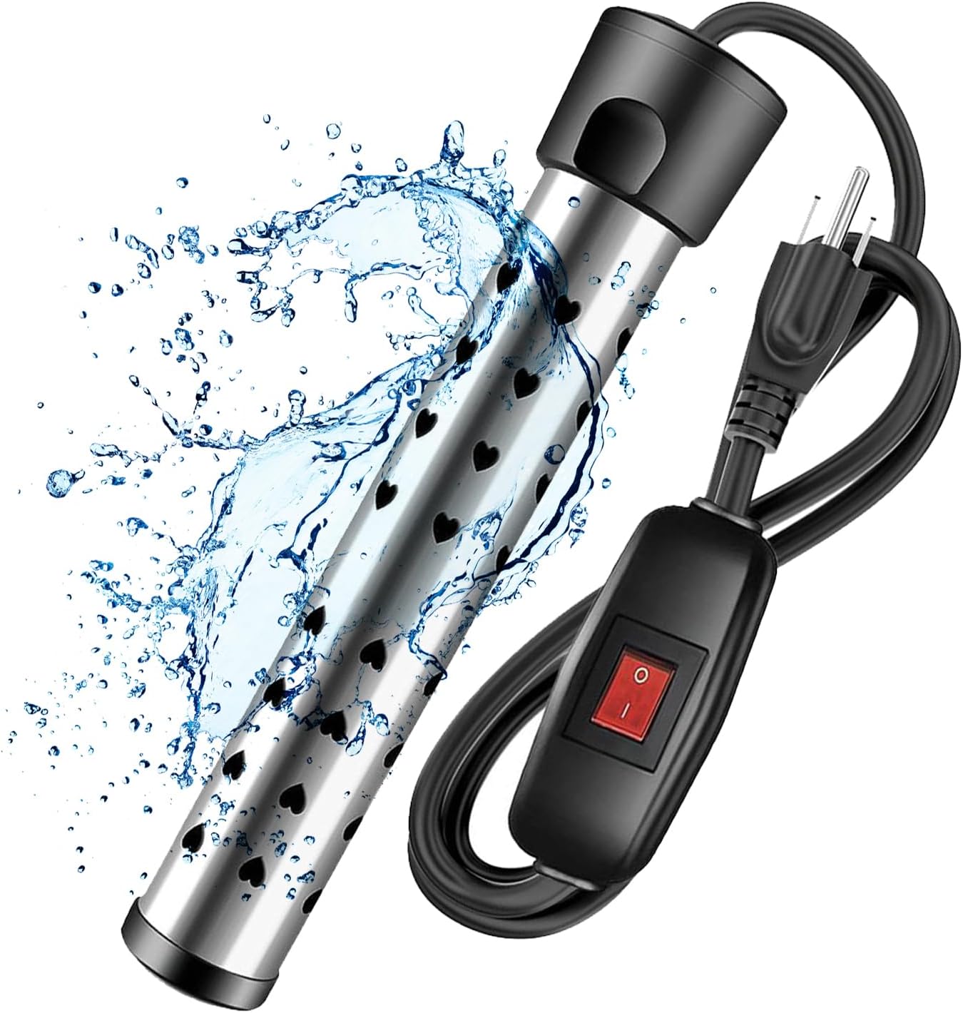 Calentador de piscina de 1500 W para piscina inflable sobre el suelo, calentador de agua de inmersión para bañera con control termostático e