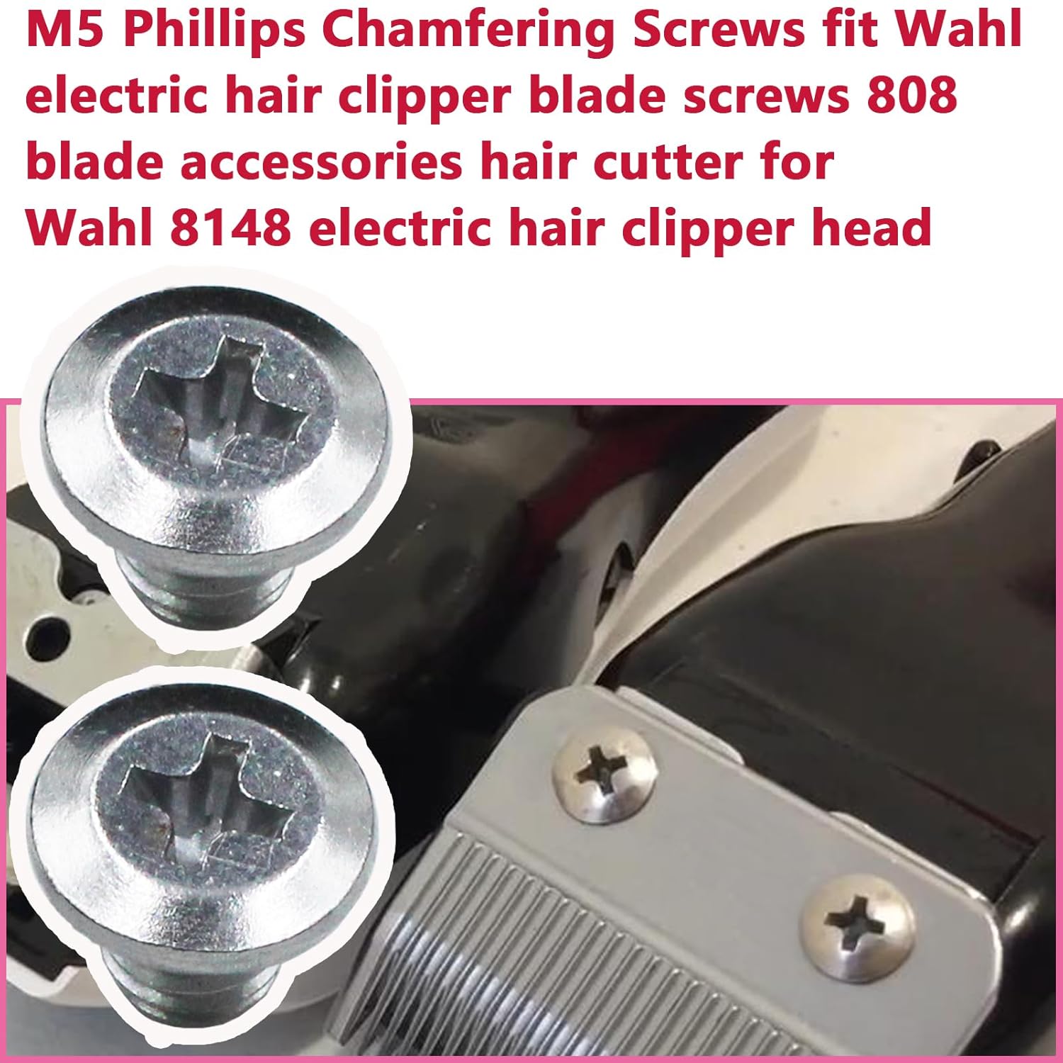 Tornillos de biselado M5 Phillips para cortadora de cabello eléctrica Wahl, 808 accesorios de cuchilla, cortador de pelo para cabezal eléctrico Wahl