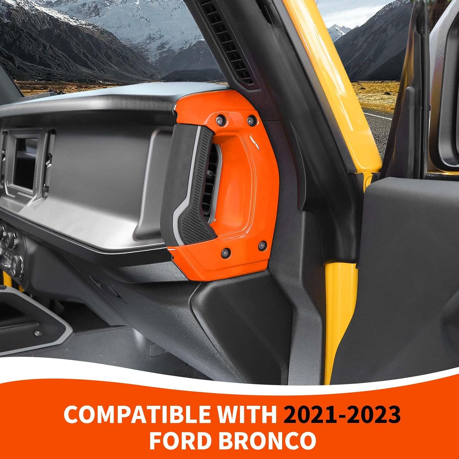 Cubierta para manija lateral de consola central compatible con accesorios interiores Ford Bronco 2021-2023, naranja