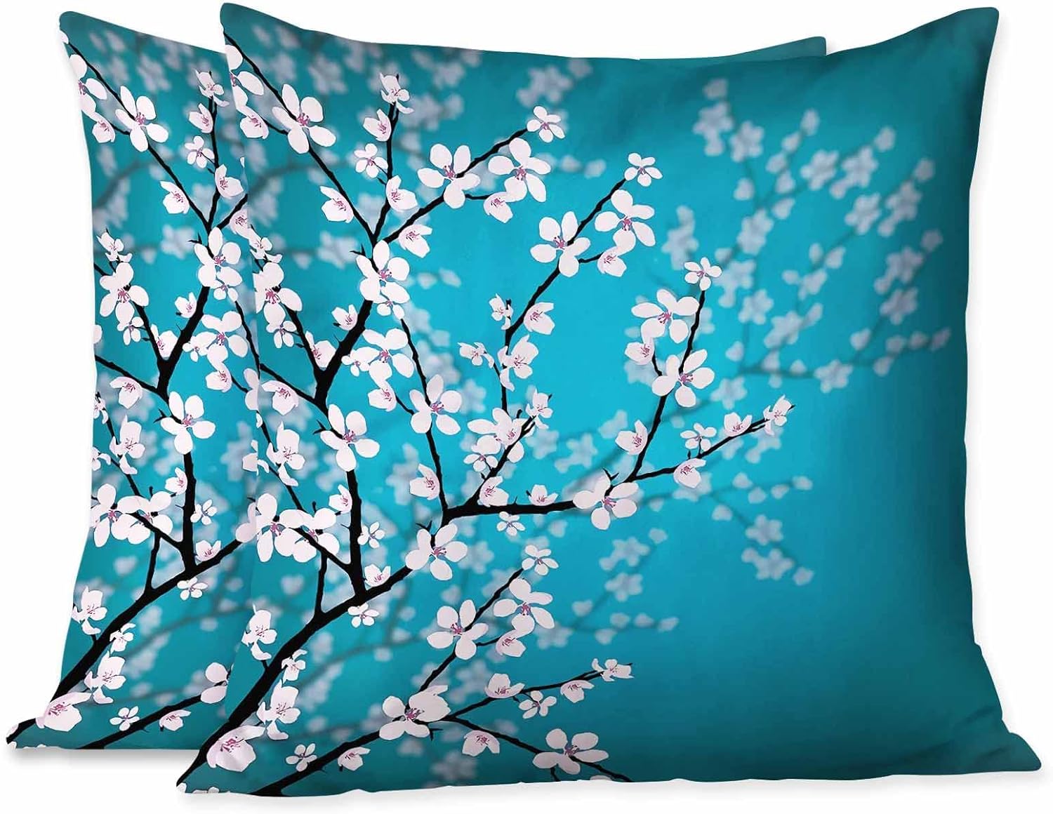 Beabes Almohadas decorativas cuadradas con diseño de cerezo en acuarela para sofá o cama, 18 x 18 pulgadas, para mujeres, hombres, niños y niñas,