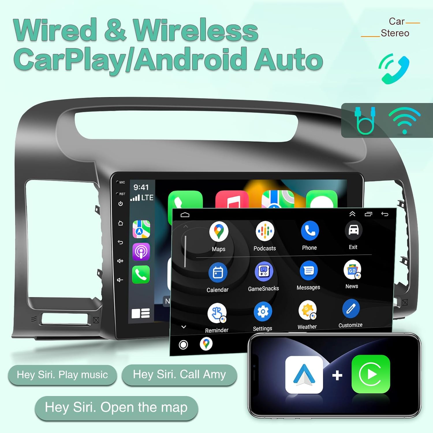 2G+64G Android 13 Radio de coche para Toyota Camry 2000 2001 2002 2003 2004 2005 2006, pantalla táctil estéreo de 9 pulgadas, Apple CarplayAndroid