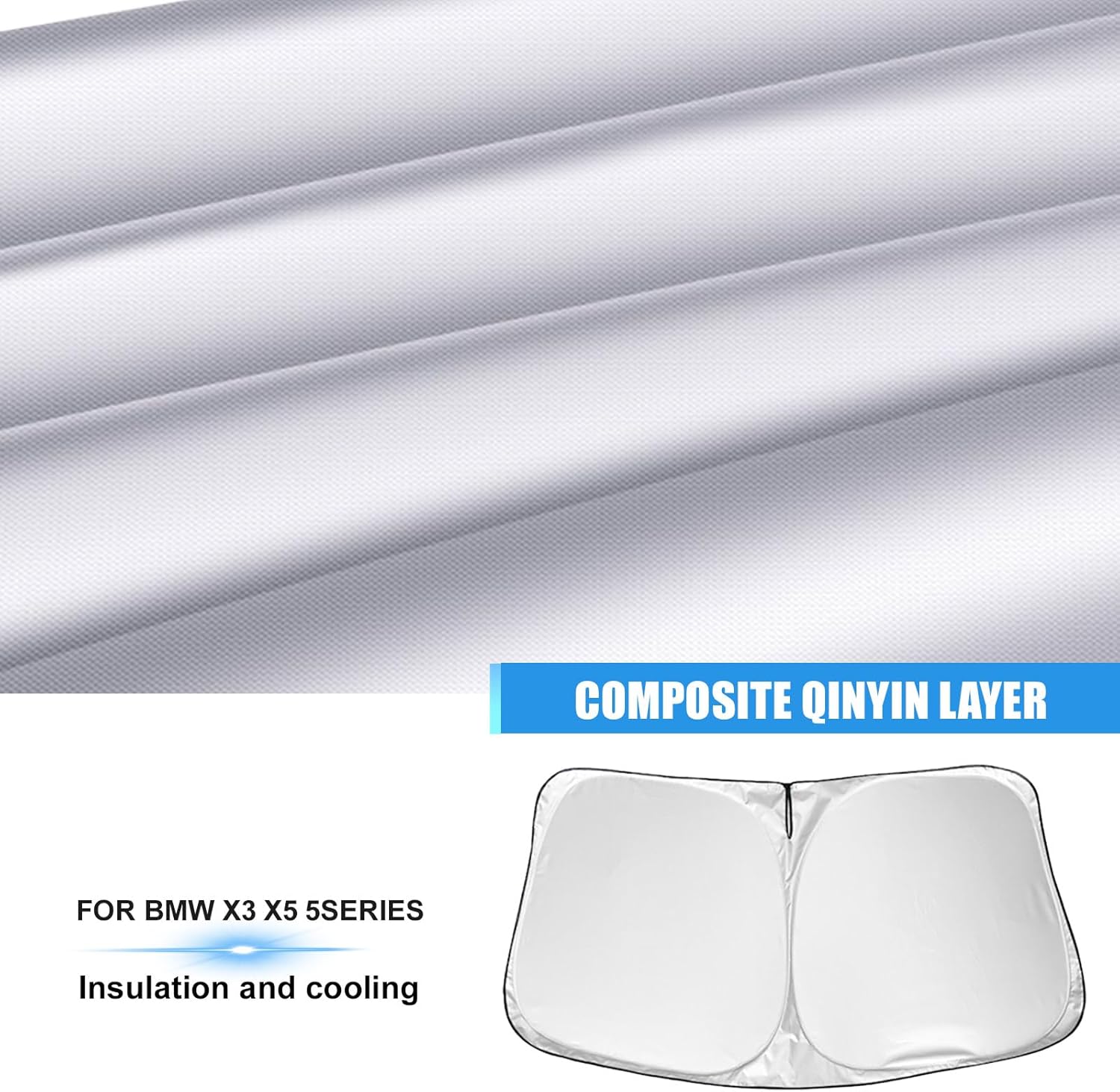 YIZHUOMY Parasol para parabrisas de automóvil compatible con BMW X3 X5 serie 5, visera plegable para parabrisas delantero, reflector de rayos UV,