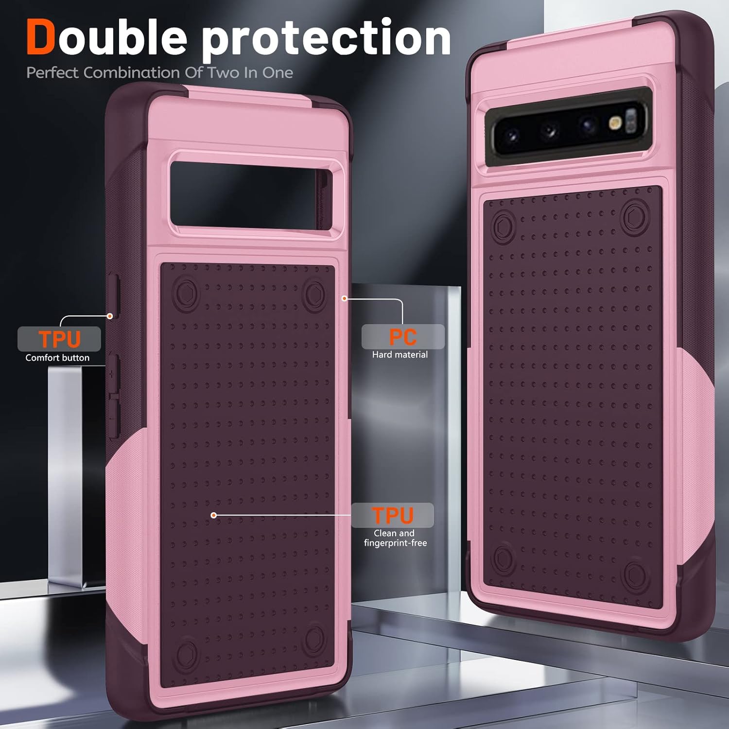 Asuwish Funda protectora para Samsung Galaxy S10 Plus con protector de pantalla de vidrio templado y accesorios de celda, protección resistente de