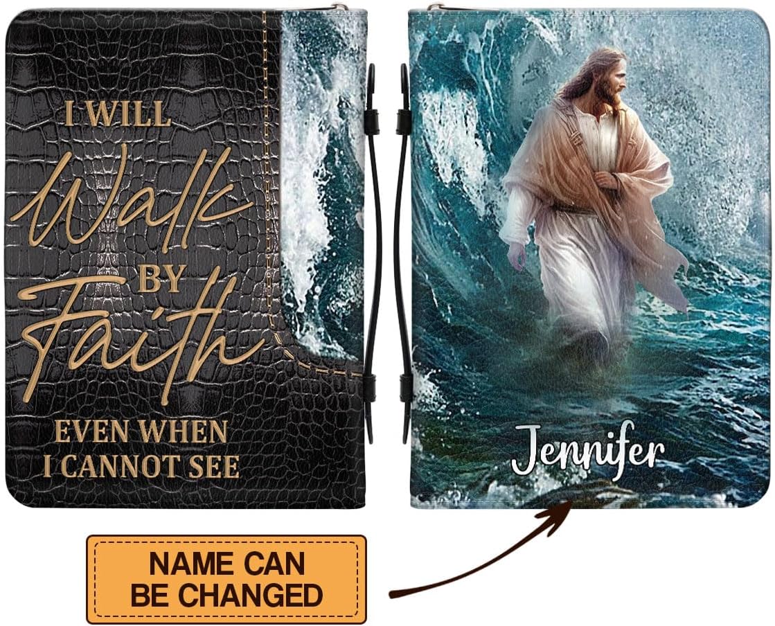 Jesuspirit Fundas de cuero personalizadas para la Biblia, bolsa de la Biblia para hombres y mujeres, funda de transporte de la Biblia con texto en