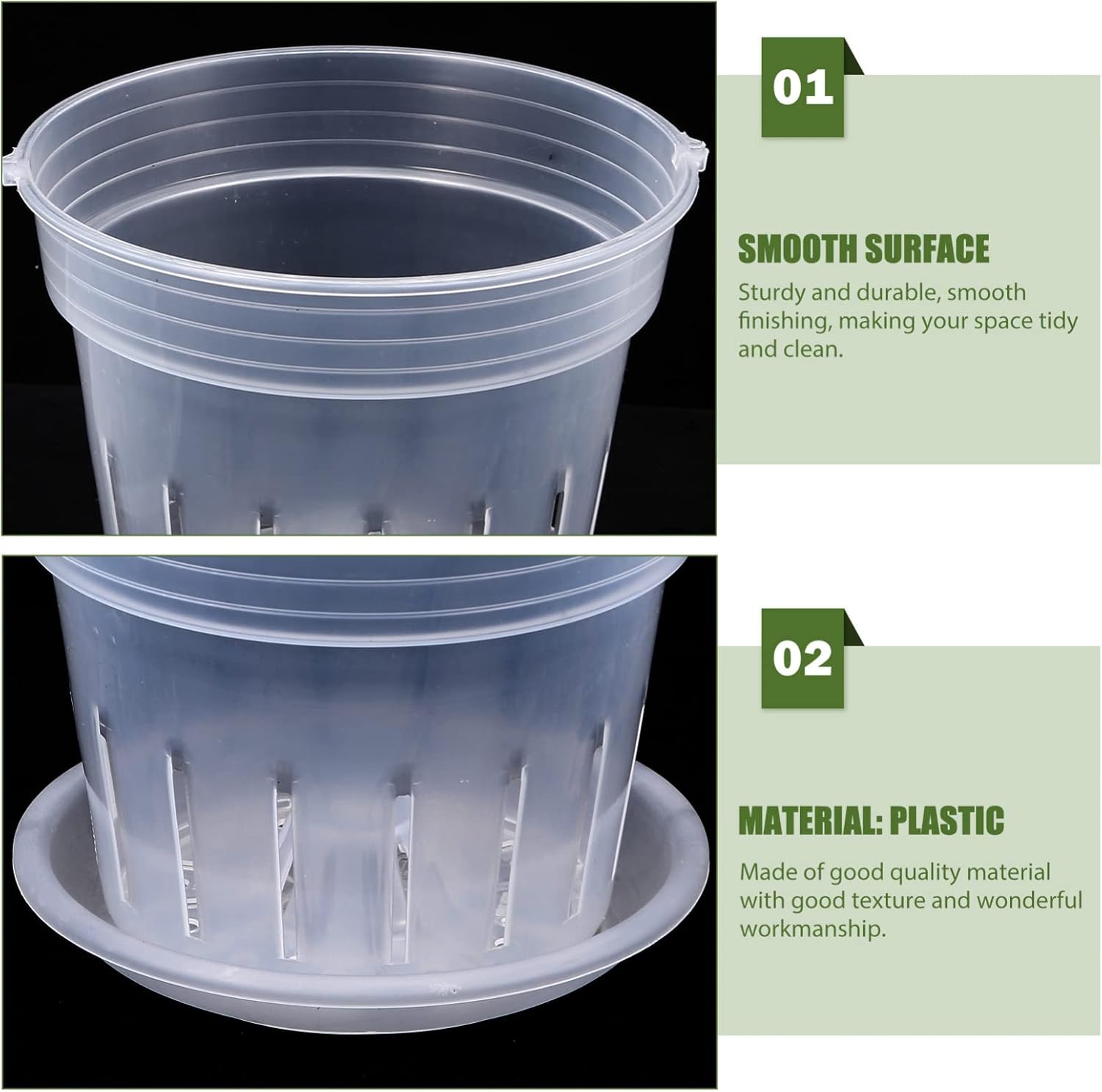 DOITOOL Macetero colgante para orquídeas, macetas de plástico para orquídeas con agujeros y platillos, macetas de orquídeas transparentes ranuradas