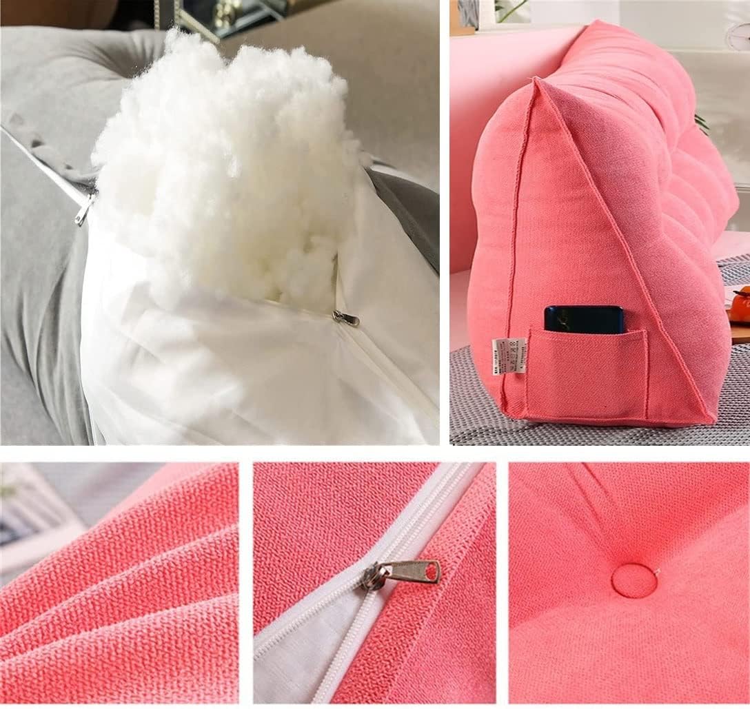 Almohada triangular para cabecero, almohada de lectura, almohada de cama, almohada grande para cabecero, soporte de espalda, cojín lumbar con funda