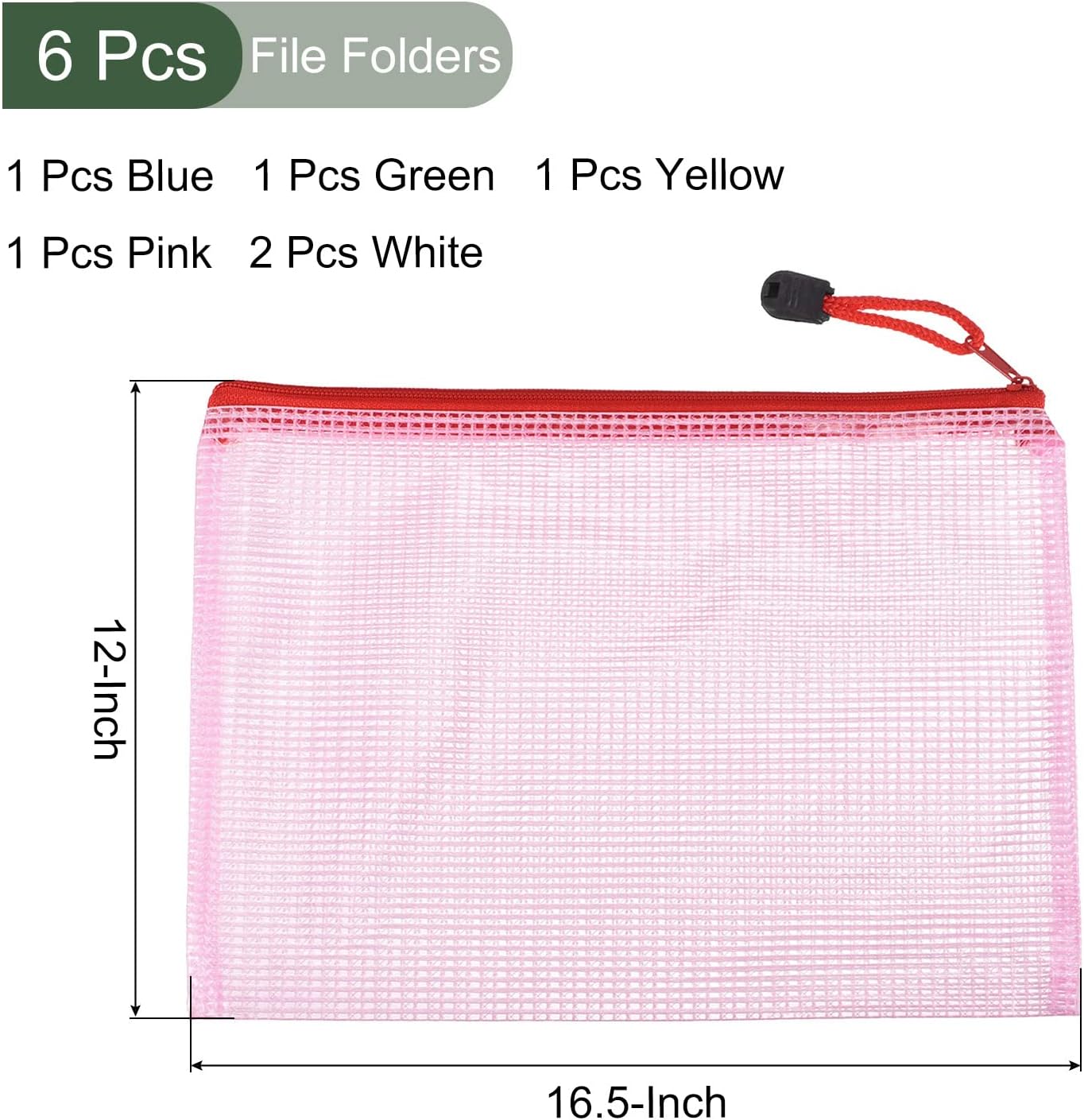 YOKIVE Paquete de 6 bolsas de malla con cremallera, bolsillos de malla impermeables para billetes, bolsas de viaje de plástico, ideales para oficina
