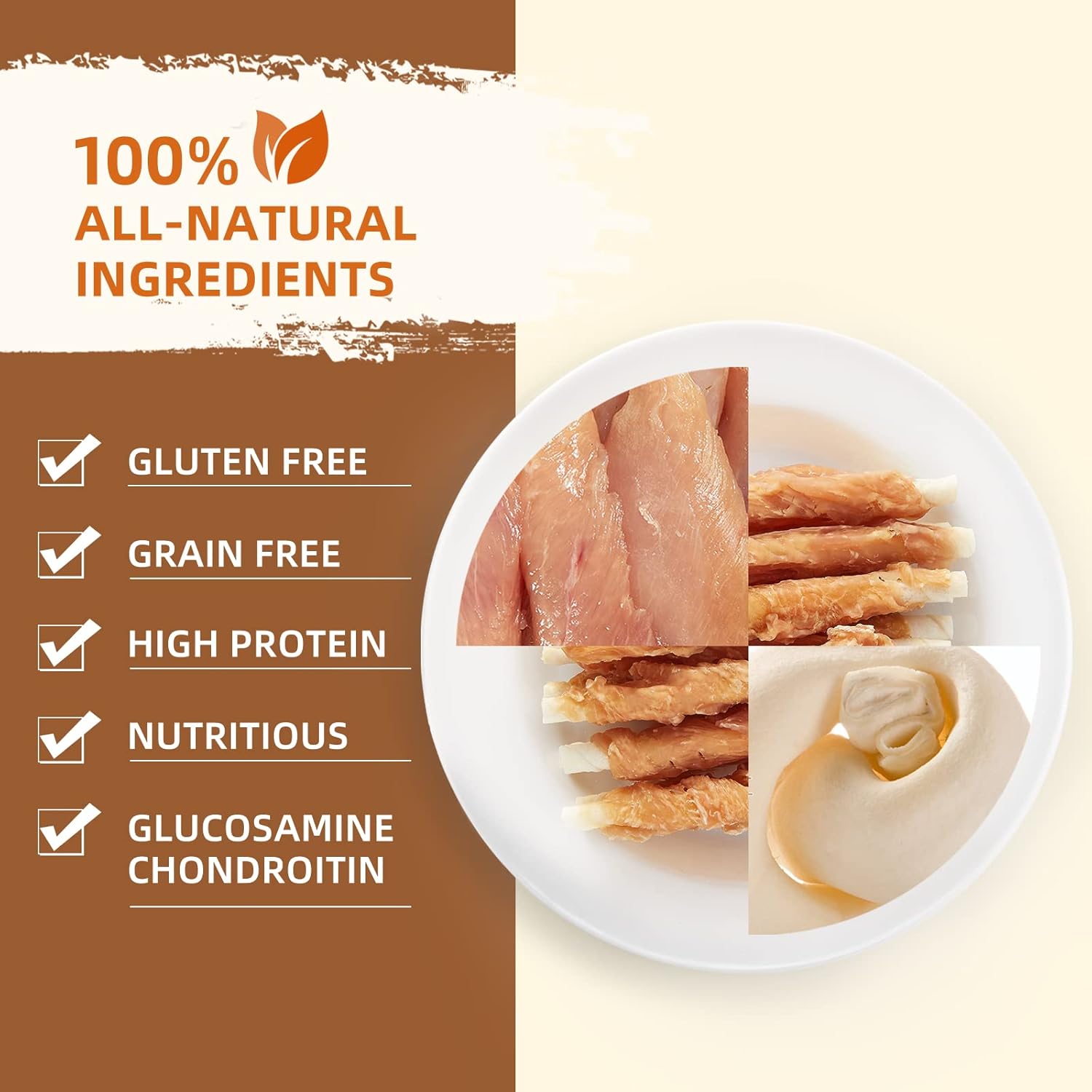 Jungle Calling Golosinas para perros, palitos de cuero crudo envueltos en pollo para perros, deliciosas y nutritivas golosinas de recompensa de