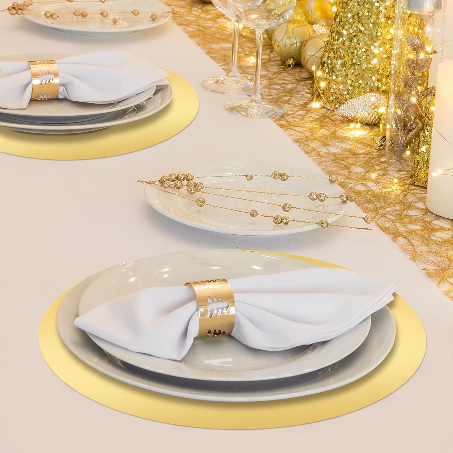 Tioncy Manteles individuales redondos de papel, desechables, para comedor, boda, decoración de mesa del hogar, banquetes de Año Nuevo, fiestas,
