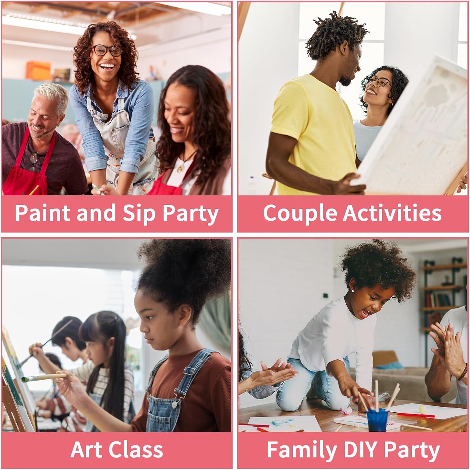 VOCHIC Kit de sorbo y pintura, lienzo predibujado para parejas, kit de pintura para fiestas, juego de pintura con lienzo de contorno para adultos,