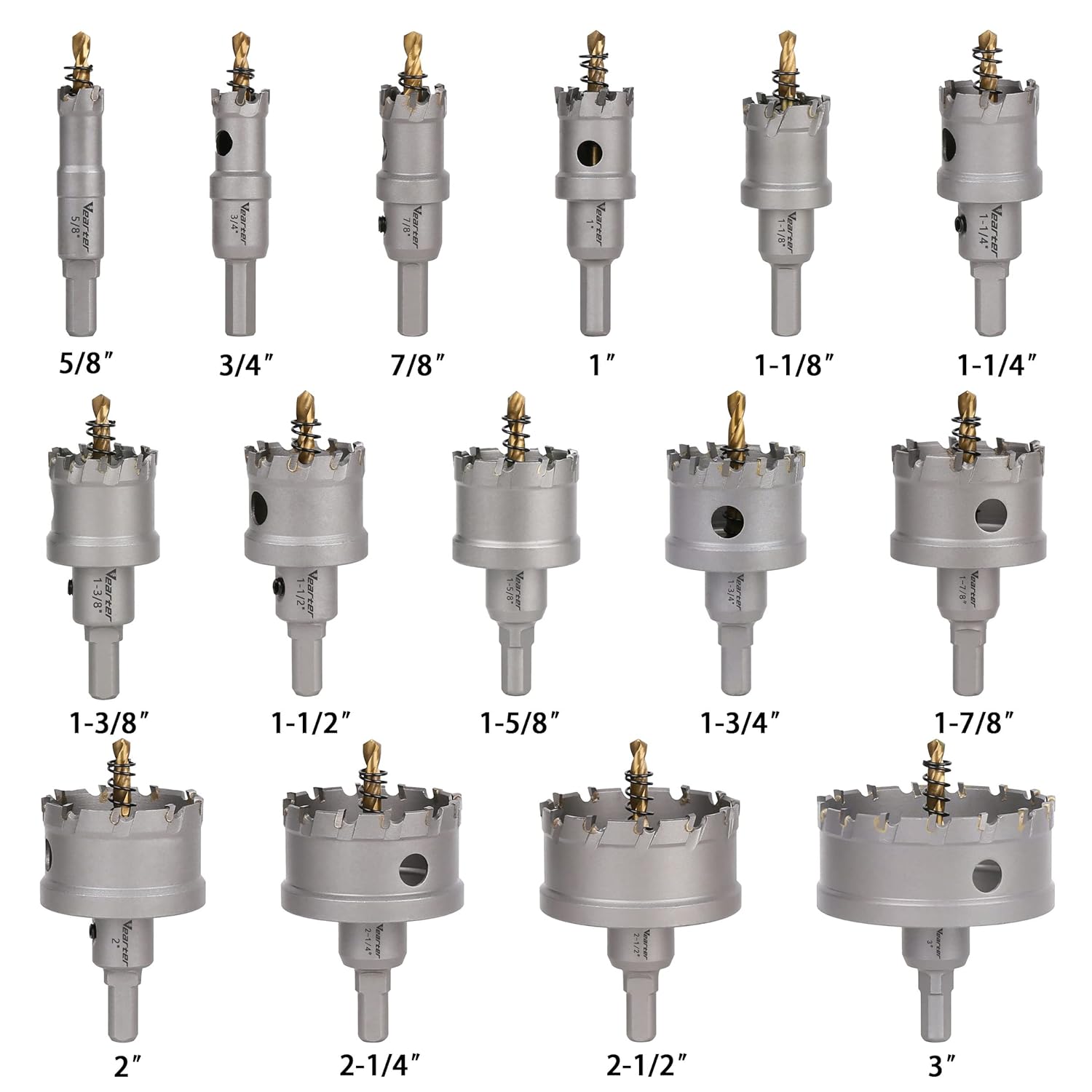 Kit de sierra perforadora TCT de 15 piezas, juego de brocas de carburo de 58 a 3 pulgadas con taladro piloto, sierra perforadora para metal duro,