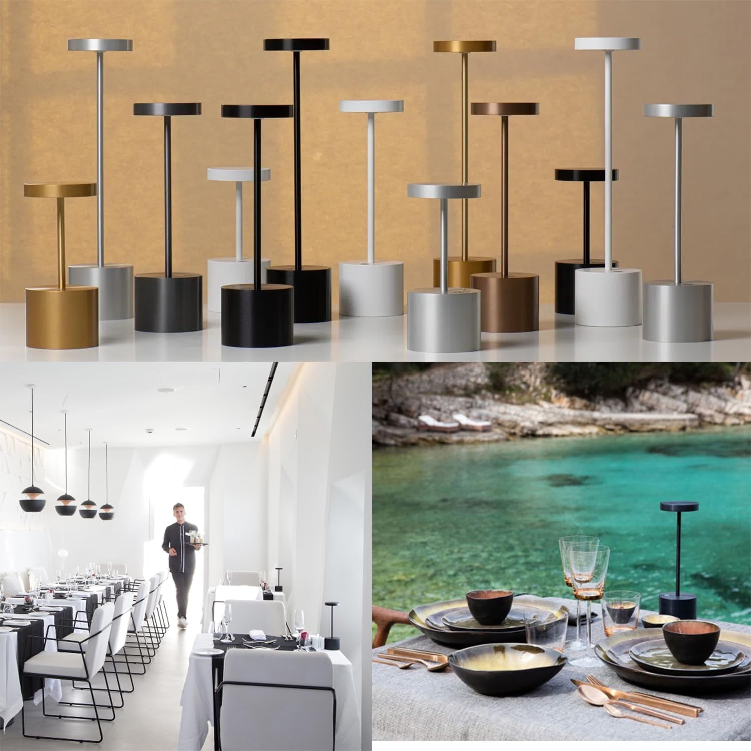 TUIKITO Paquete de 2 lámparas de mesa inalámbricas recargables, funciona con pilas, luz de mesa LED para restaurante al aire libre, 5000 mAh hasta