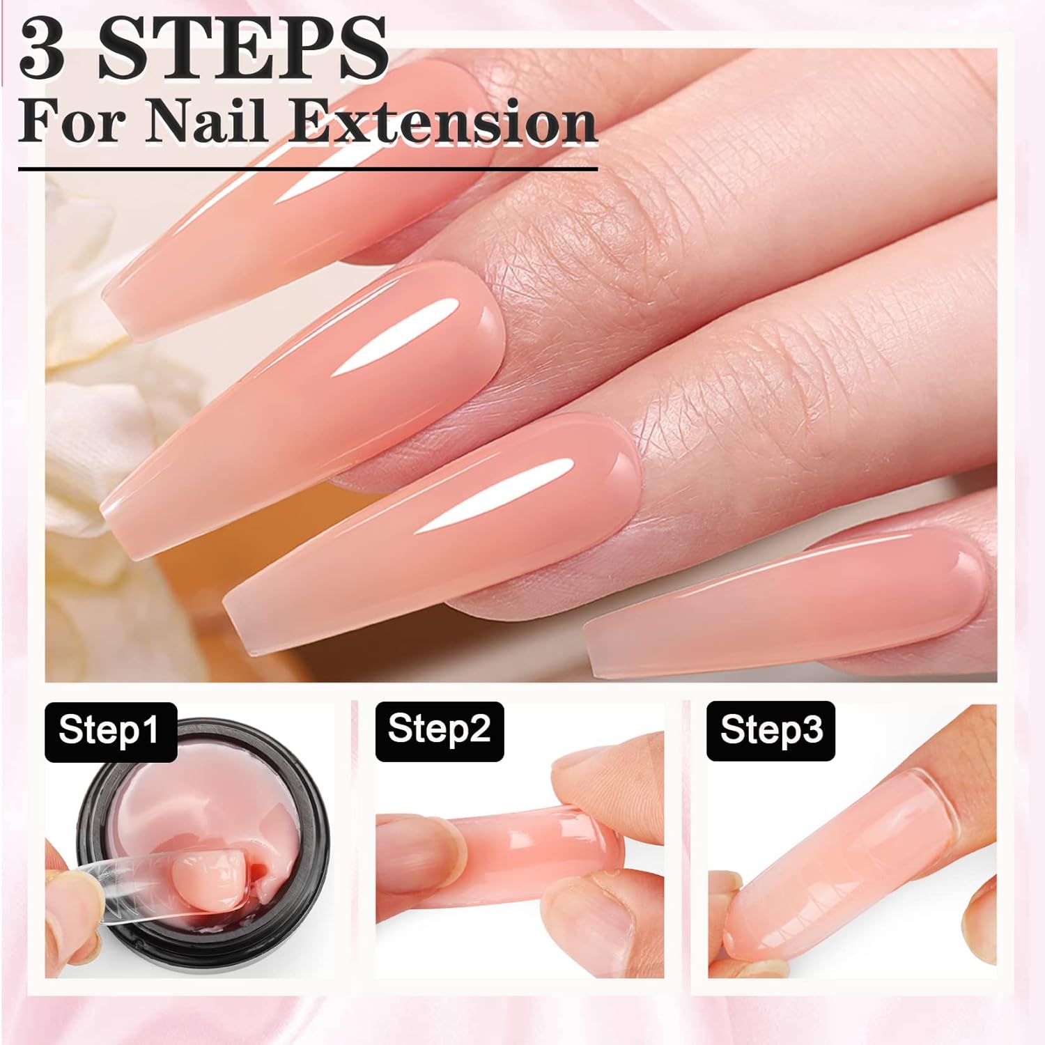 LOUINSTIC Kit de gel duro para uñas  Gel duro sólido antiadherente para uñas UVLED, kit de gel de extensión de uñas para tallado de uñas 3D,