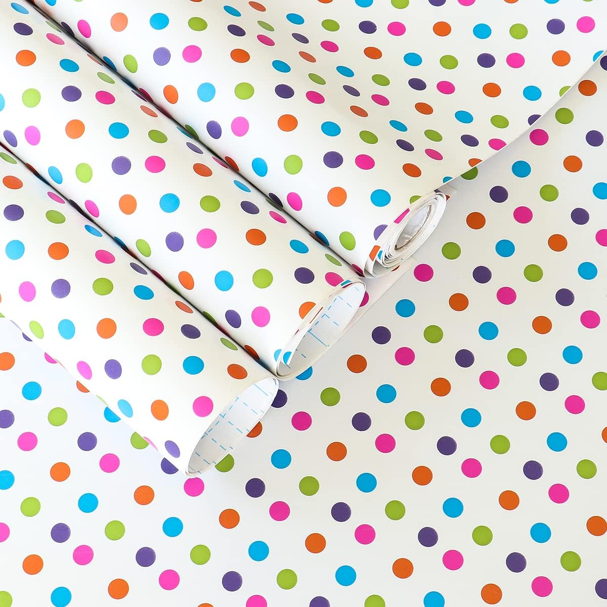 Papel de contacto de puntos coloridos de 17.7 x 117 pulgadas, autoadhesivo, para despegar y pegar, papel de contacto de vinilo autoadhesivo para