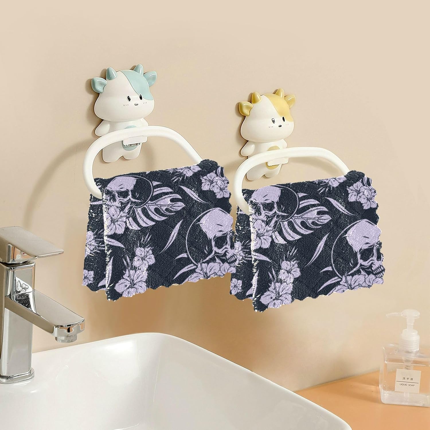 Vintage Tropical Skull 6 Pack Fast Drying Microfiber Kitchen Towels Print Soft Tea Cup Kitchen Towels for Bathroom Sink