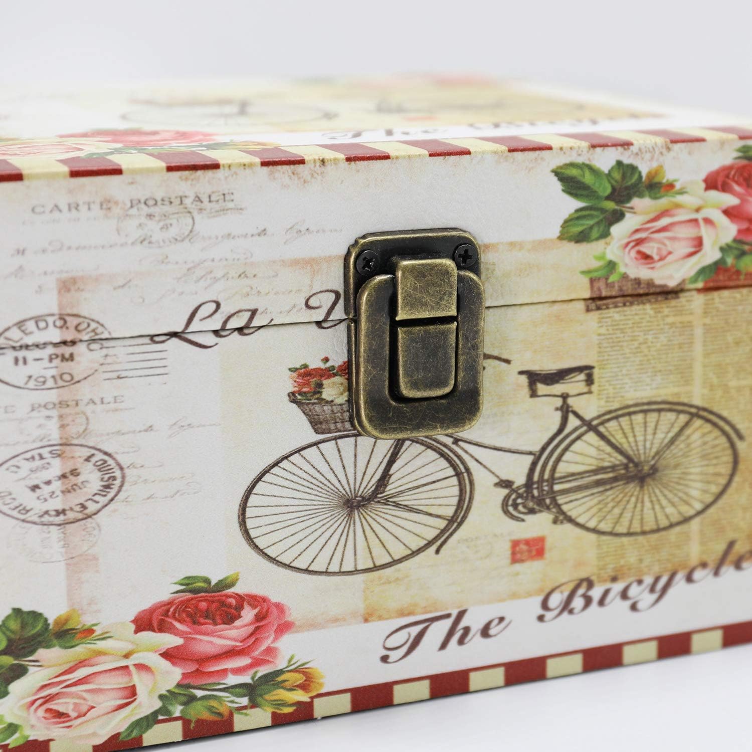 Jolitac Juego de 3 cajas de almacenamiento de madera, cajas decorativas vintage con tapa, decoración del hogar, cajas de almacenamiento de madera